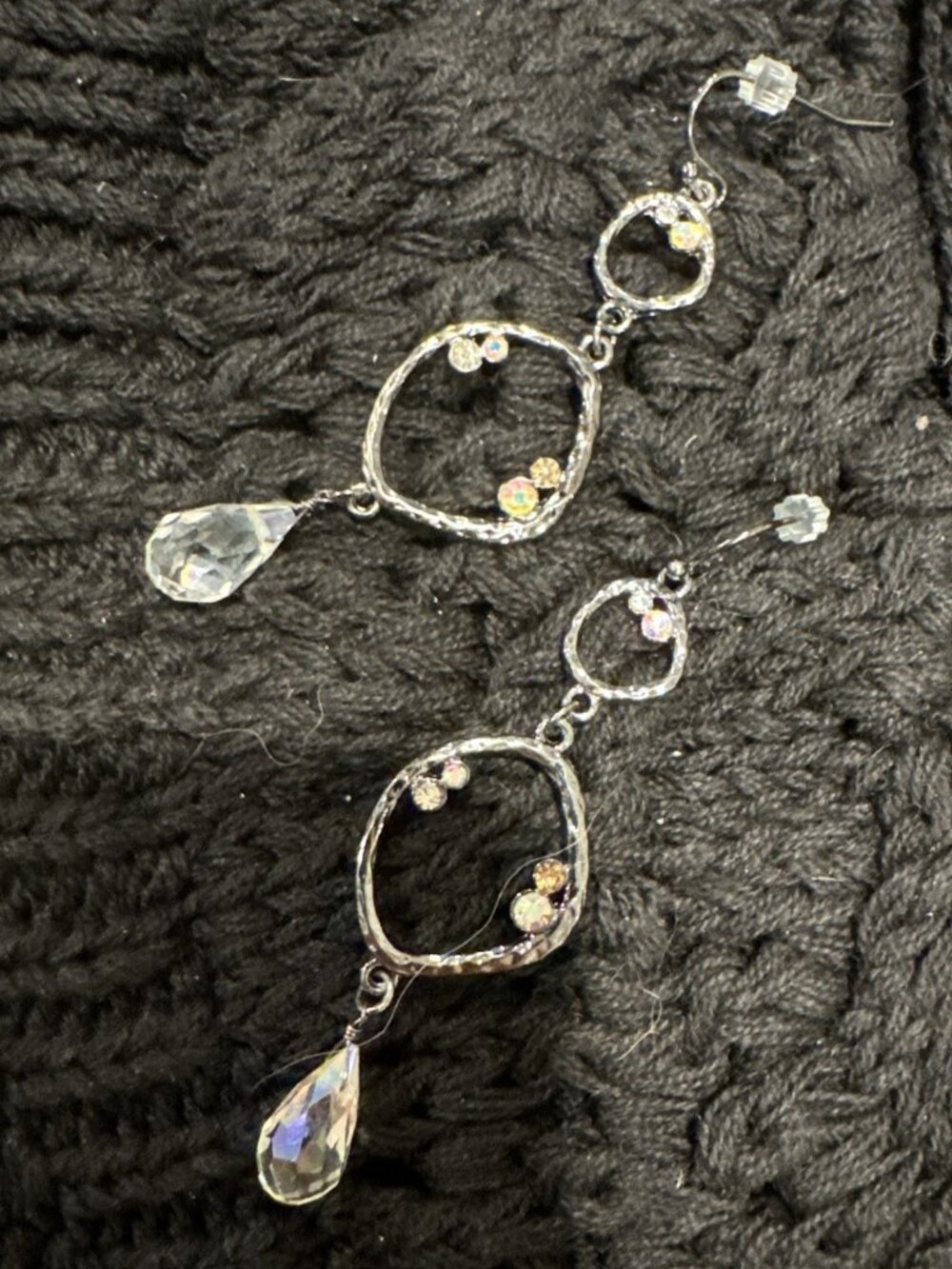 Sequin Brand Earrings Teardrop Dangle Bohemian Silver Tone Length 2.5 In NEW